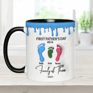 Footprint First Father’s Day Mug 2025 Family of Three