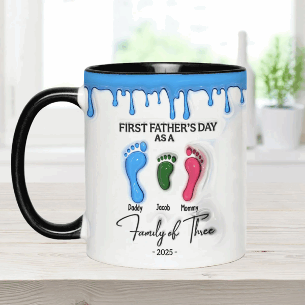 Footprint First Father’s Day Mug 2025 Family of Three