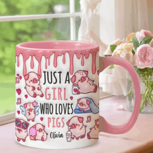 Just A Girl Who Loves Pigs - Personalized Pig Lover Accent Mug