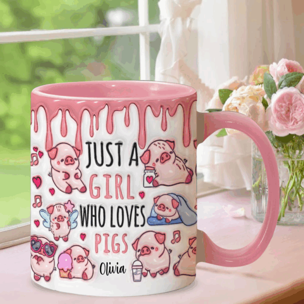 Just A Girl Who Loves Pigs - Personalized Pig Lover Accent Mug
