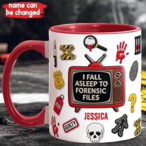 I Fall Asleep To Forensic Files - Personalized True Crime Accent Mug