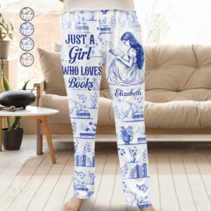 Chinoiserie Toile Just A Girl Who Loves Books - Personalized Pajama Pants