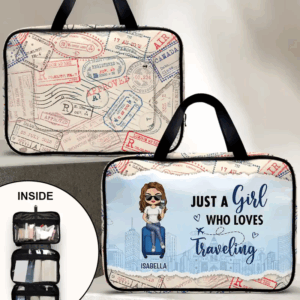 Just A Girl Who Loves Traveling Vacation Summer - Personalized Toiletry Bag