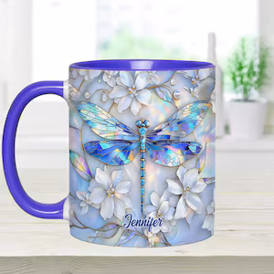 Vintage Soul Dragonfly - Personalized Dragonfly Accent Mug